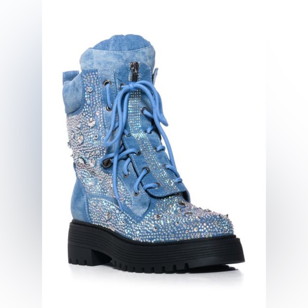 Azalea Wang Denim bling boots